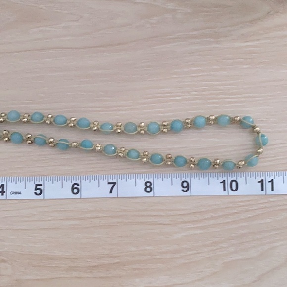 Knot Macrame Necklace gold and turquoise colors NWT - Picture 4 of 4